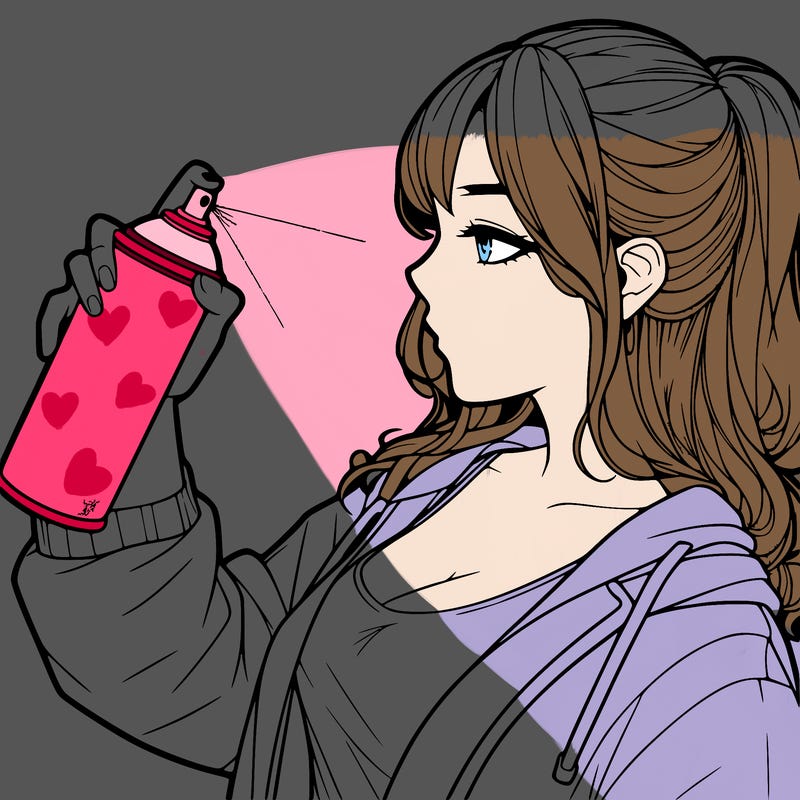 a realistic girl spray, painting