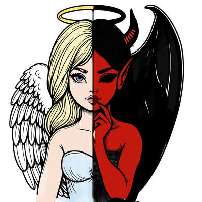 realistic angel half demon