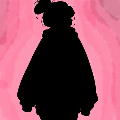 realistic girl with a oversized sweatshirt on and a bun