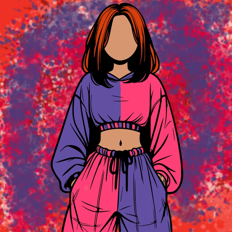 realistic girl faceless with baggy pants and a crop top