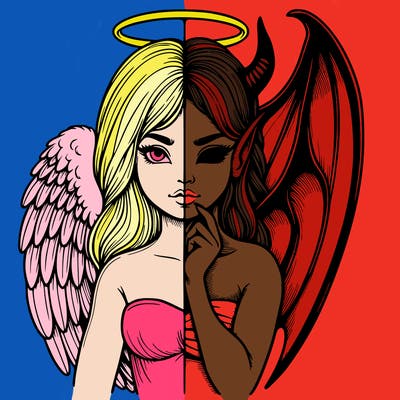 realistic angel half demon
