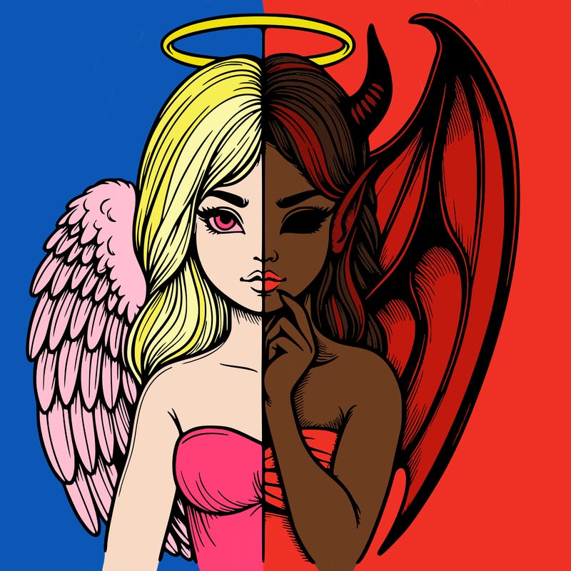 realistic angel half demon