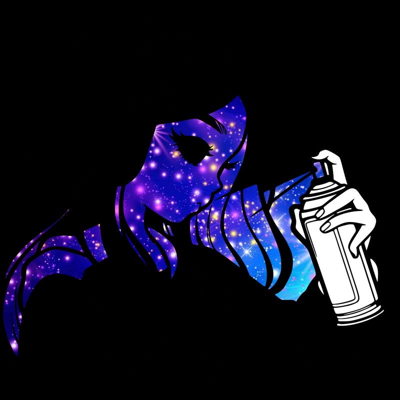 a realistic girl spray painting