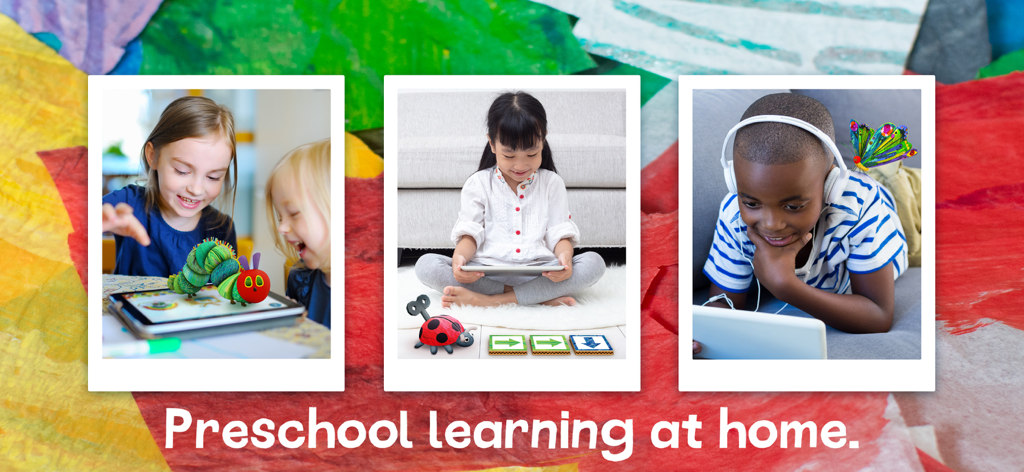 Hungry Caterpillar Play School - Children using the Hungry Caterpillar Play School app on tablets for preschool learning at home