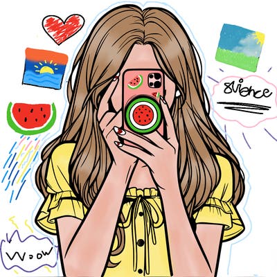 a realistic girl holding her phone taking pictures