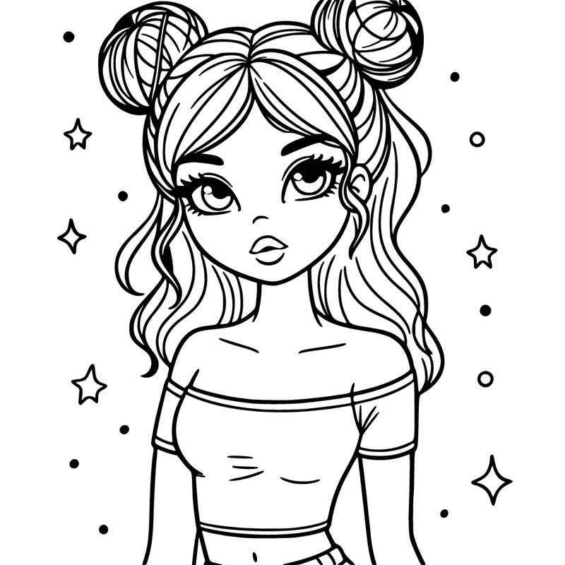 girl in croptop with space buns