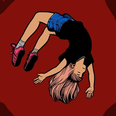 realistic girl doing a backflip