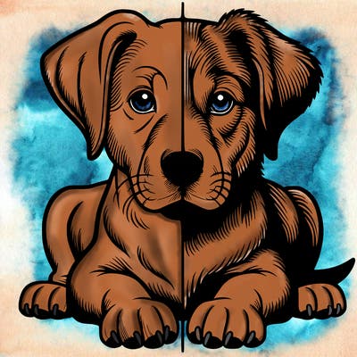 realistic dog split picture