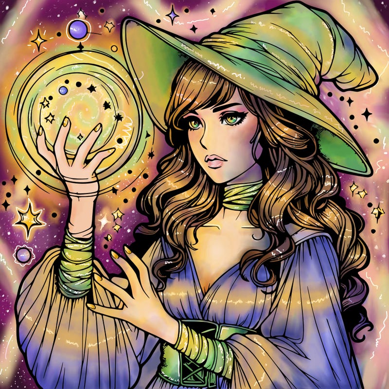 realistic women sorcerer using magic