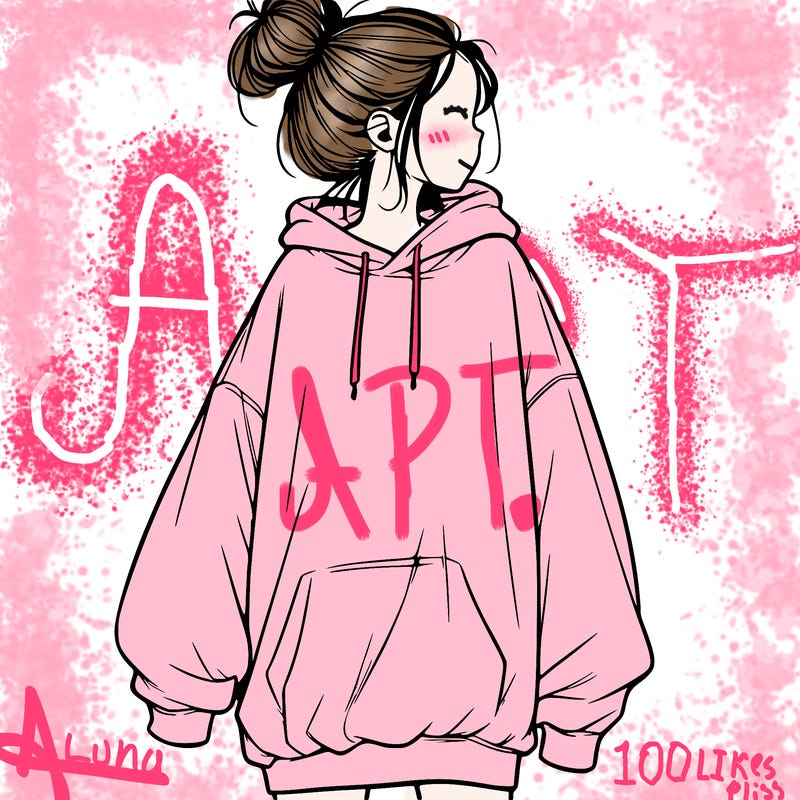 realistic girl with a oversized sweatshirt on and a bun
