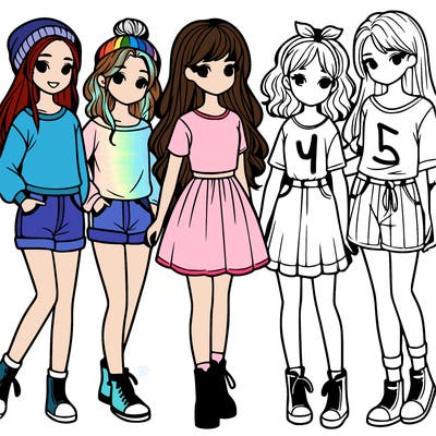 a group of five girls