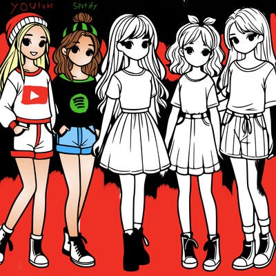 a group of five girls