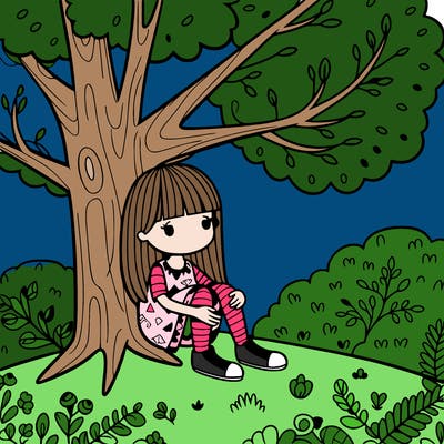 girl sitting in a tree