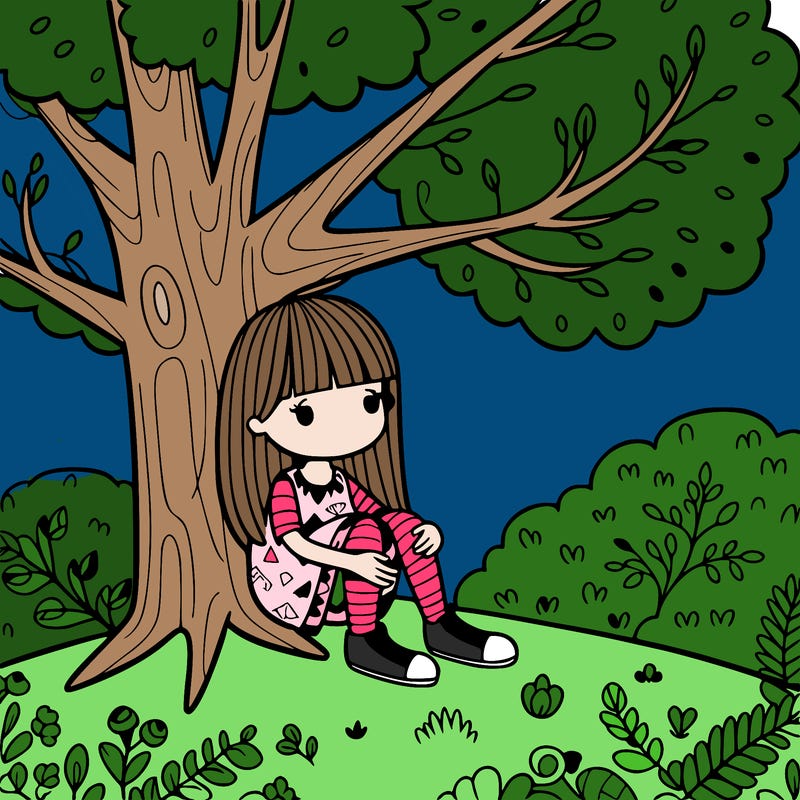 girl sitting in a tree