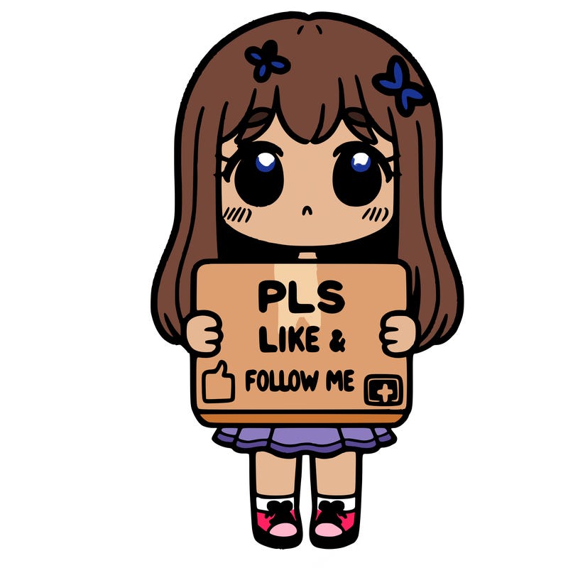 girl holding a sign that says pls like and follow me