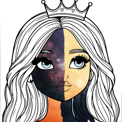 a realistic girl with a crown on