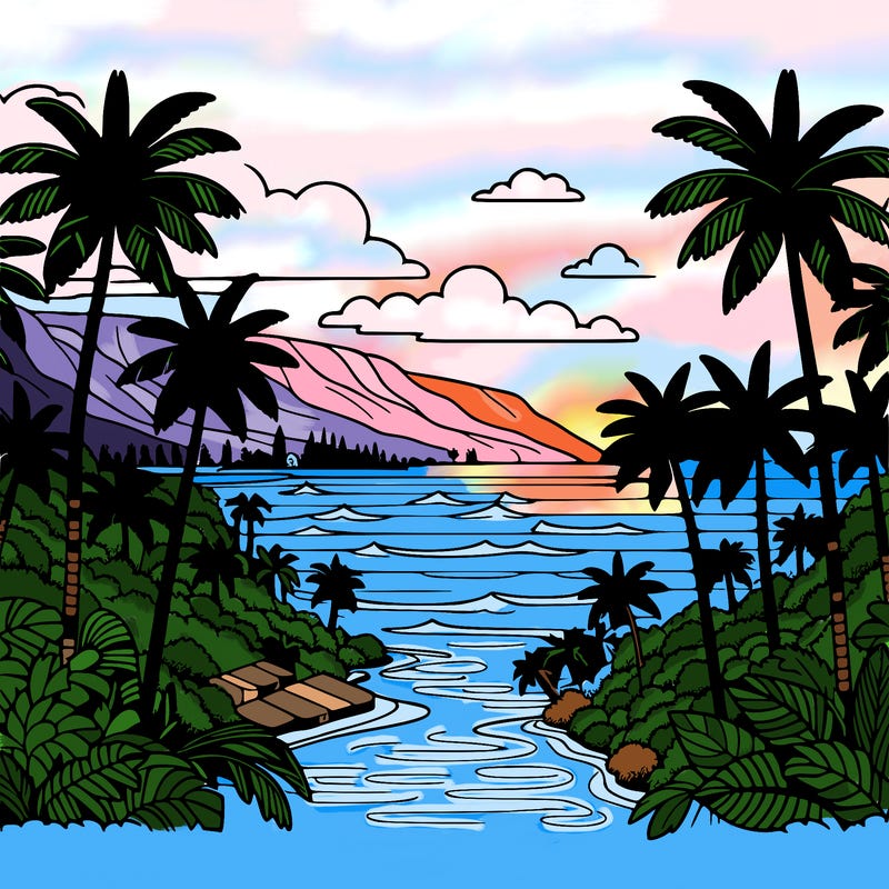 view of the ocean in hawaii lots of palm trees and beautiful view