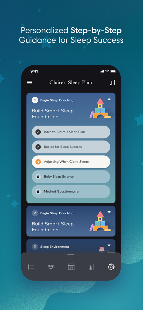 Smart Sleep Coach by Pampers™ - Guía personalizada paso a paso para el éxito del sueño del bebé en la aplicación Smart Sleep Coach de Pampers