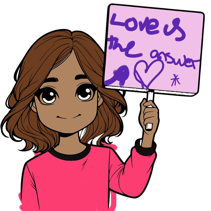 realistic girl holding up a sign