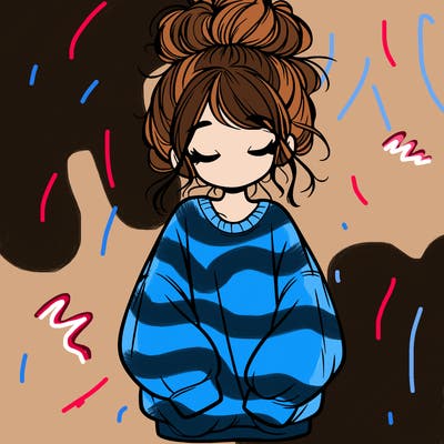 girl with baggy sweatshirt and messy bun