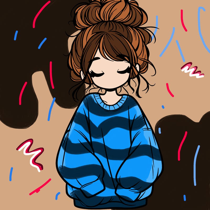 girl with baggy sweatshirt and messy bun