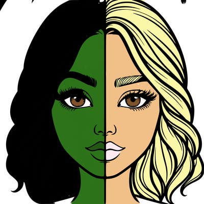 realistic girl split half