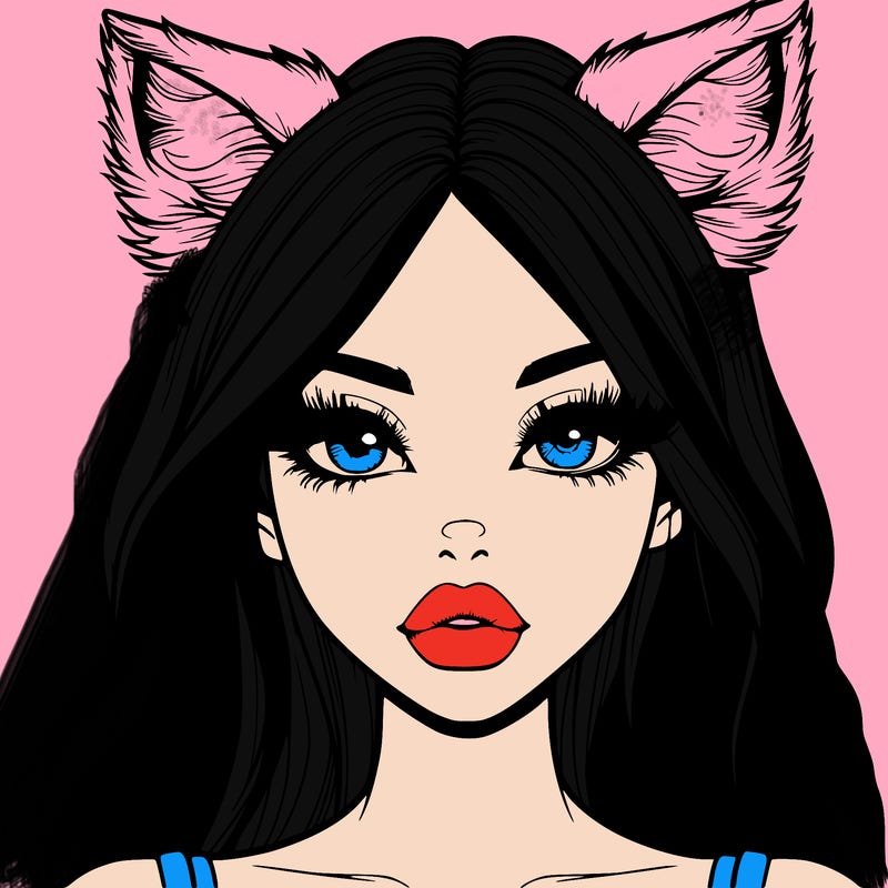 realistic girl with fox ears and realistic lips