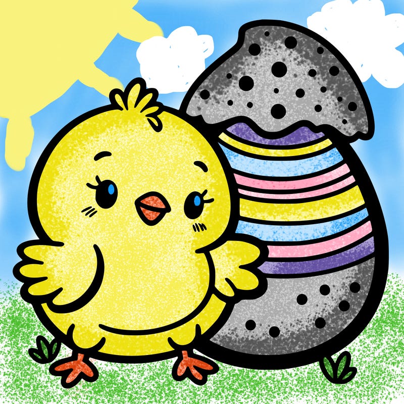 easter chick and easter egg