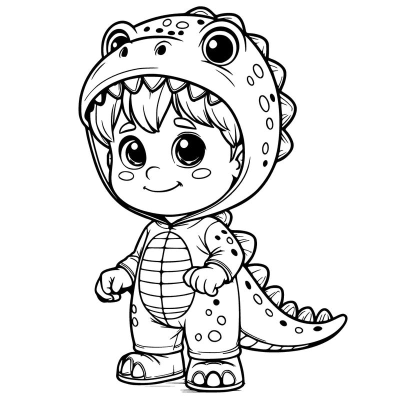 realistic boy in dinosaur costume