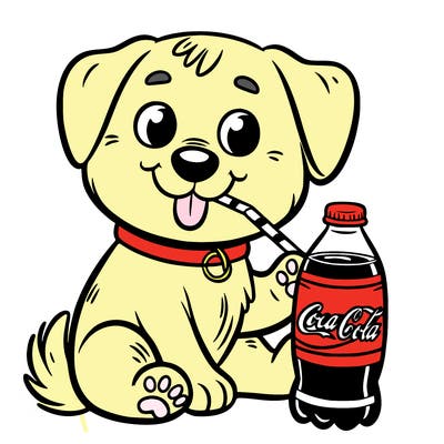 dog drinking coke