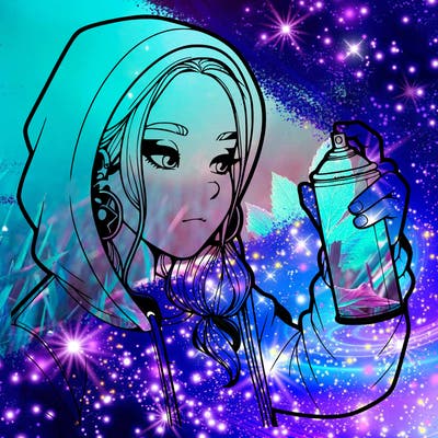 a realistic girl, spray painting