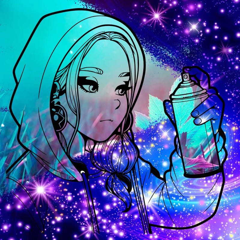 a realistic girl, spray painting