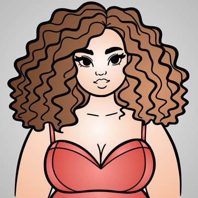 pretty plus sized woman with curly hair