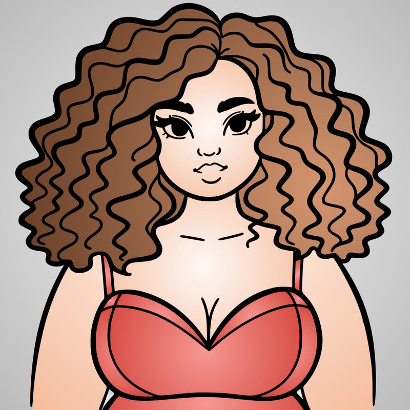 pretty plus sized woman with curly hair