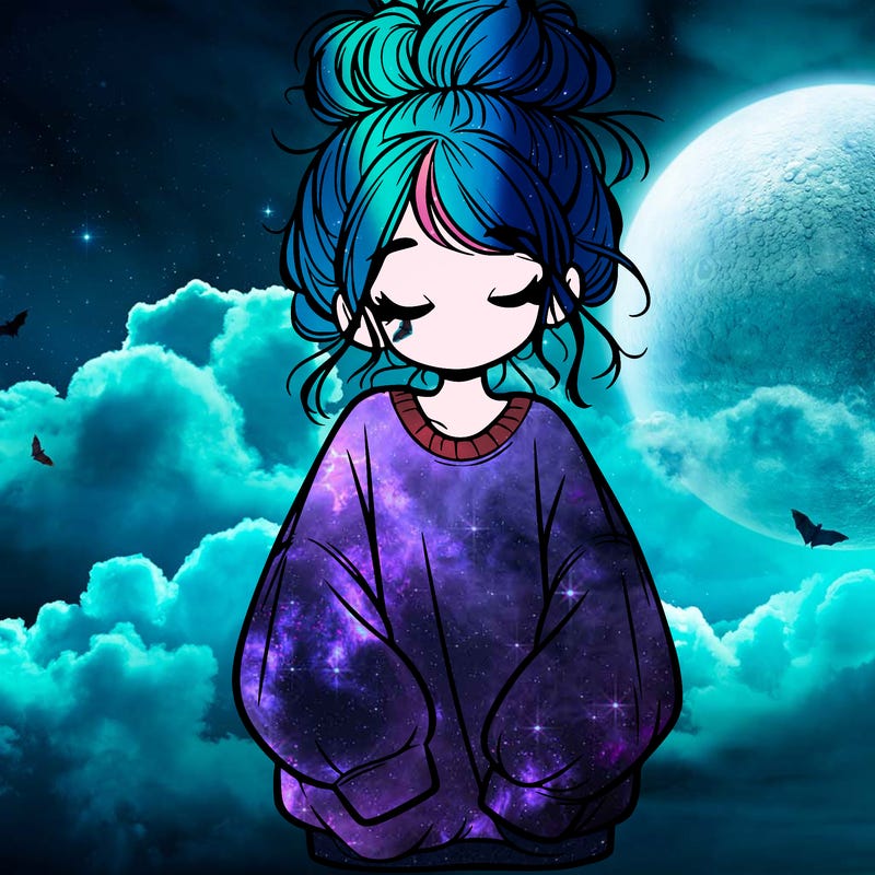 girl with baggy sweatshirt and messy bun