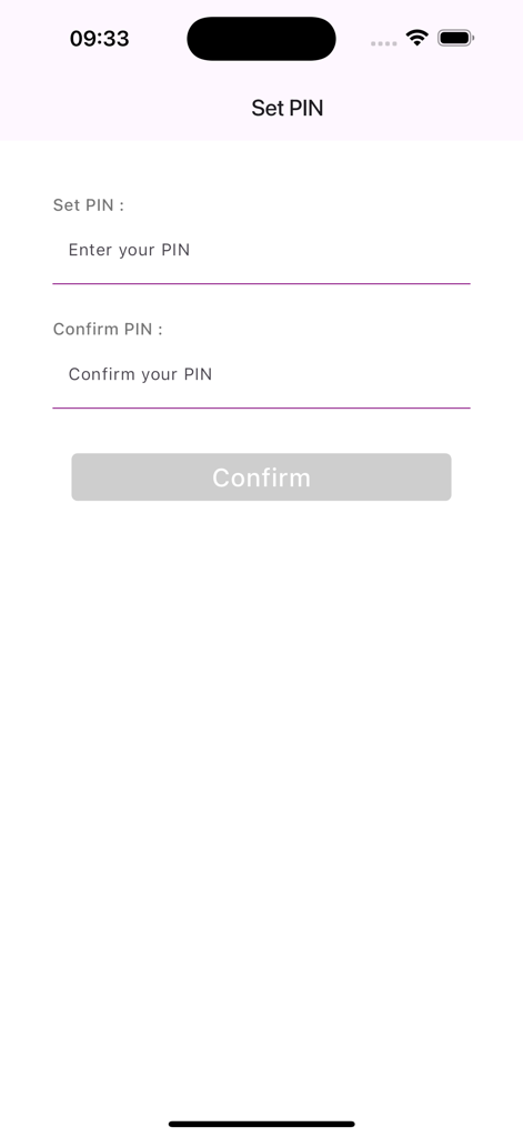 CBE Soft Token - Set PIN screen of the CBE Soft Token mobile application showing fields to enter and confirm a PIN.