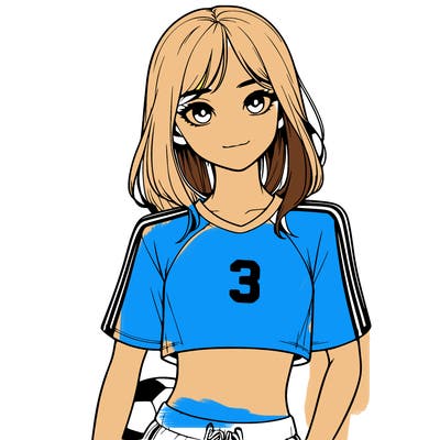 realistic girl wearing soccer jersey