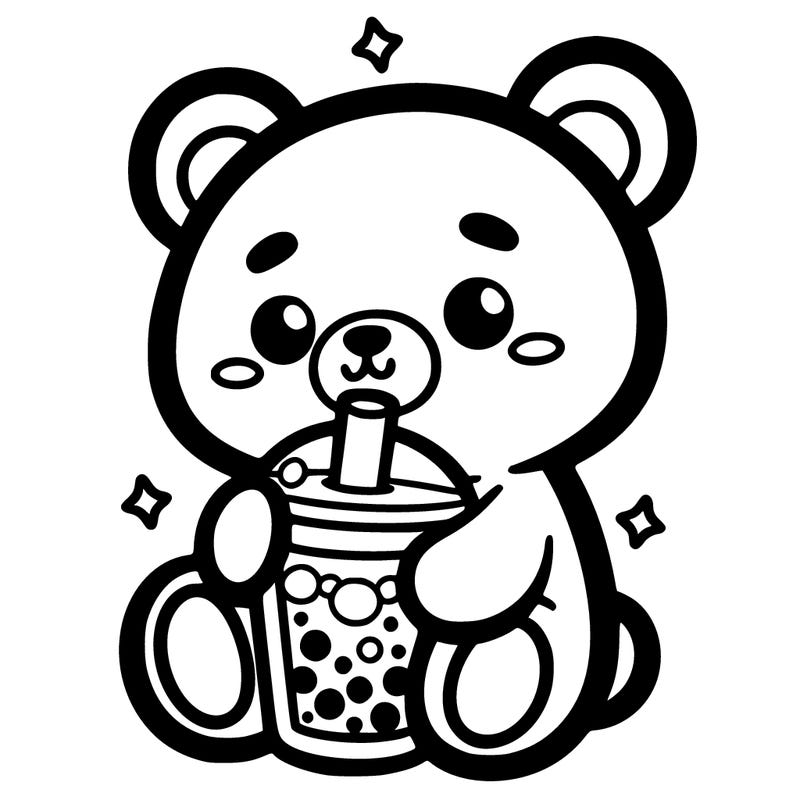 winnie the pooh drinking boba