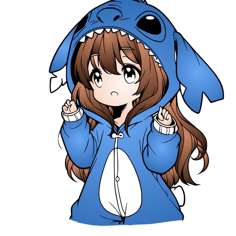 anime girl in a stitch onsie