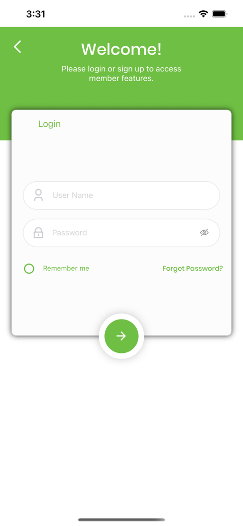 Login screen for the More and More Member jewelry loyalty app