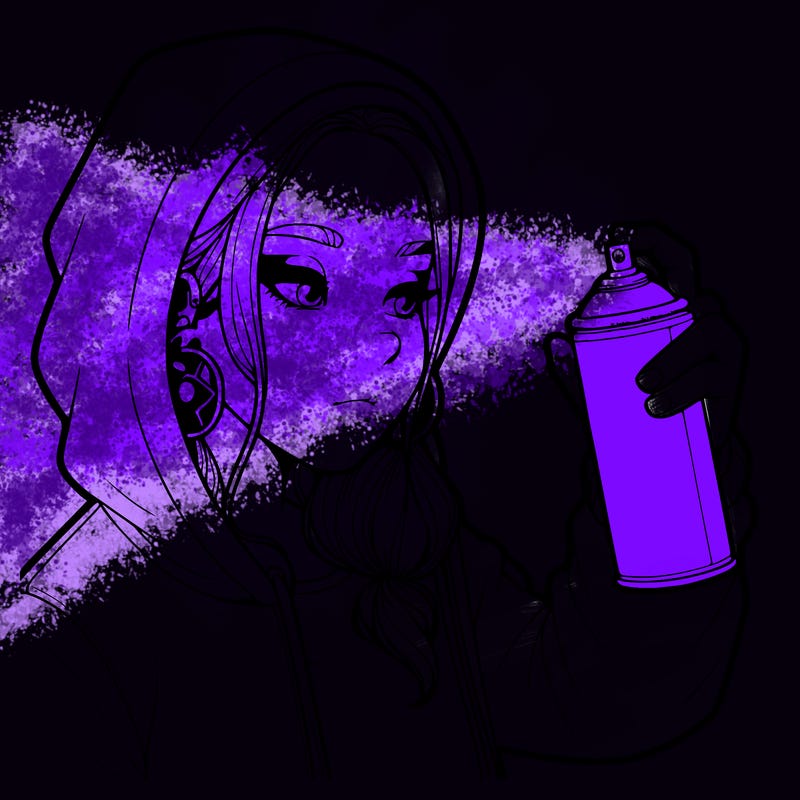 a realistic girl, spray painting