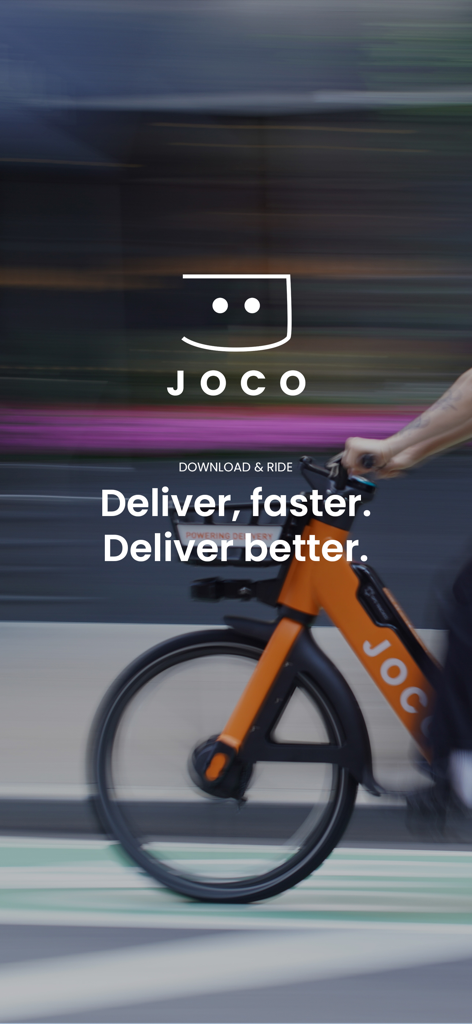 JOCO e-bike for delivery with slogan Deliver faster Deliver better