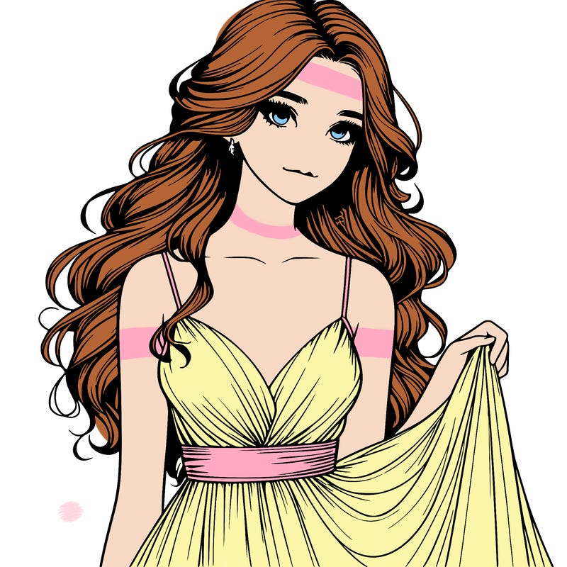 realistic girl in flowy silky prom dress