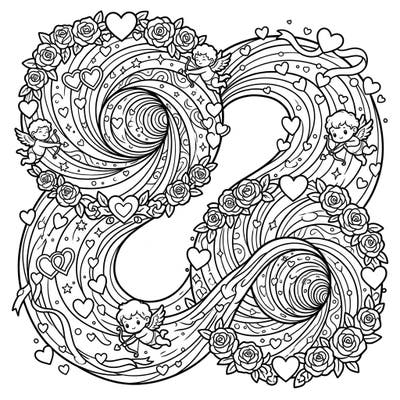 Unleash your creativity with this enchanting Valentine's Day wormhole coloring page, a unique blend of cosmic wonder and heartfelt romance. Featuring intricate patterns, playful cupids, and abundant roses, it offers a truly captivating artistic escape.