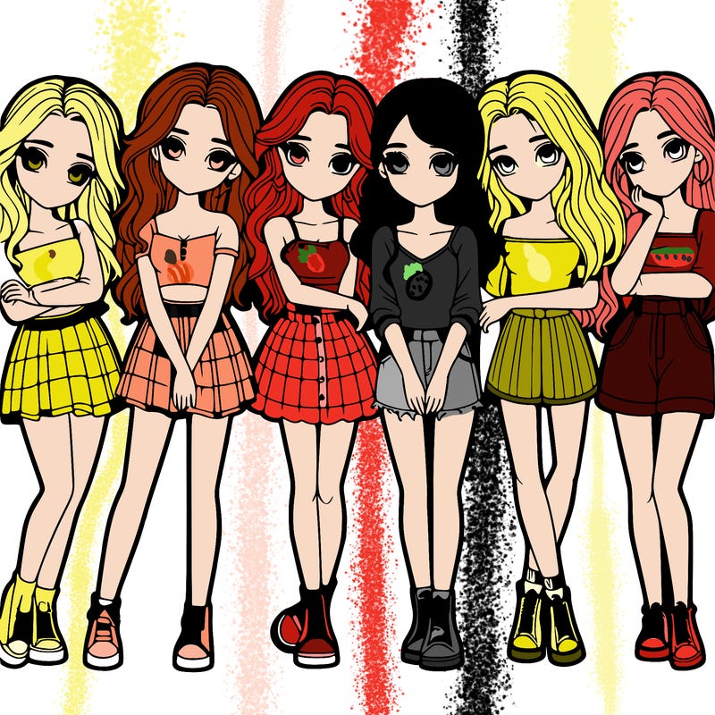 a group of girls realistic