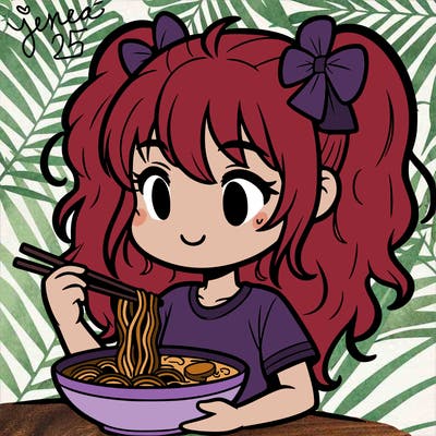 a girl eating ramen