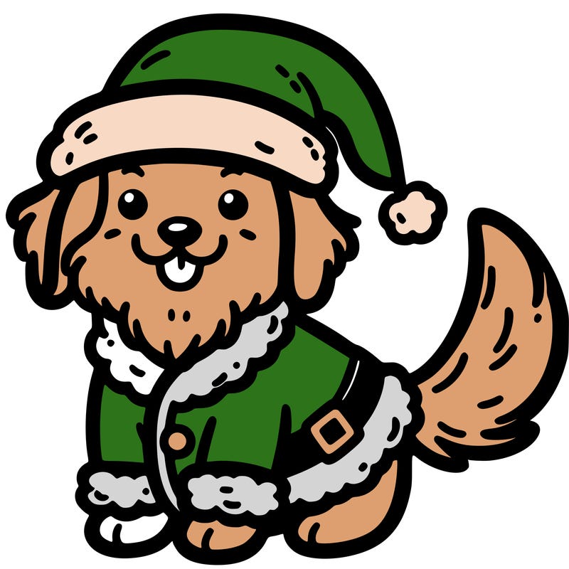 dog dressed like santa