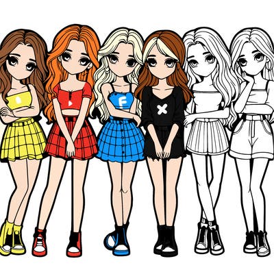 a group of girls realistic