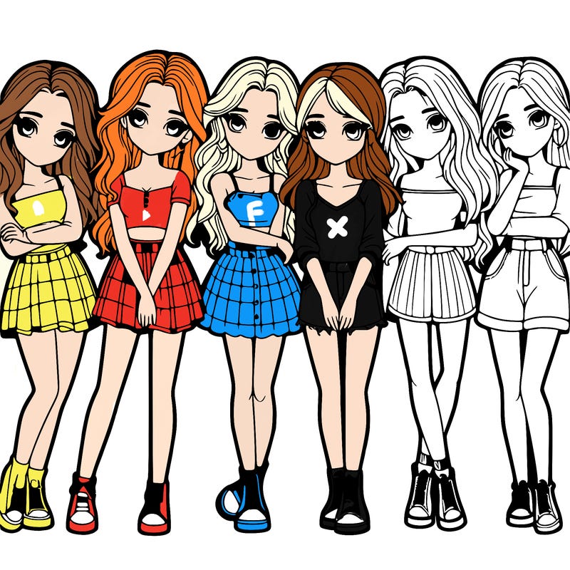 a group of girls realistic