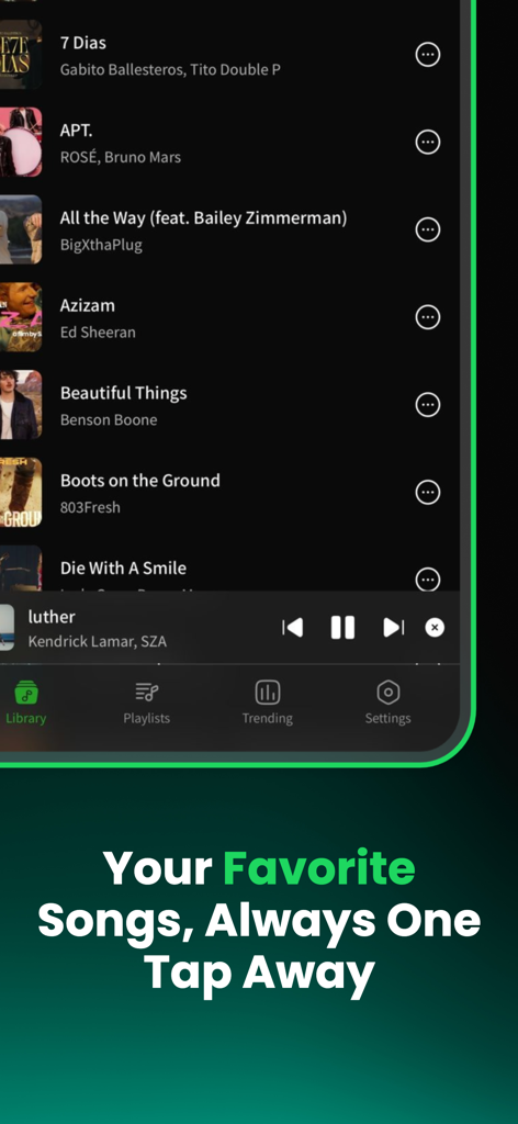 Spotube – Offline Music Player - Spotube app music library showing a list of songs and player controls